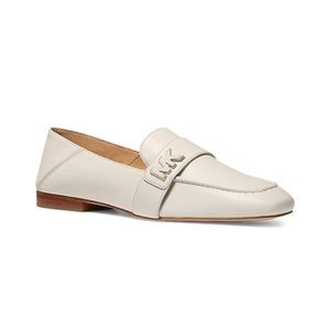 MICHAEL KORS - WOMEN'S SIDNEY SQUARE-TOE LEATHER LOAFERS IN LIGHT CREAM